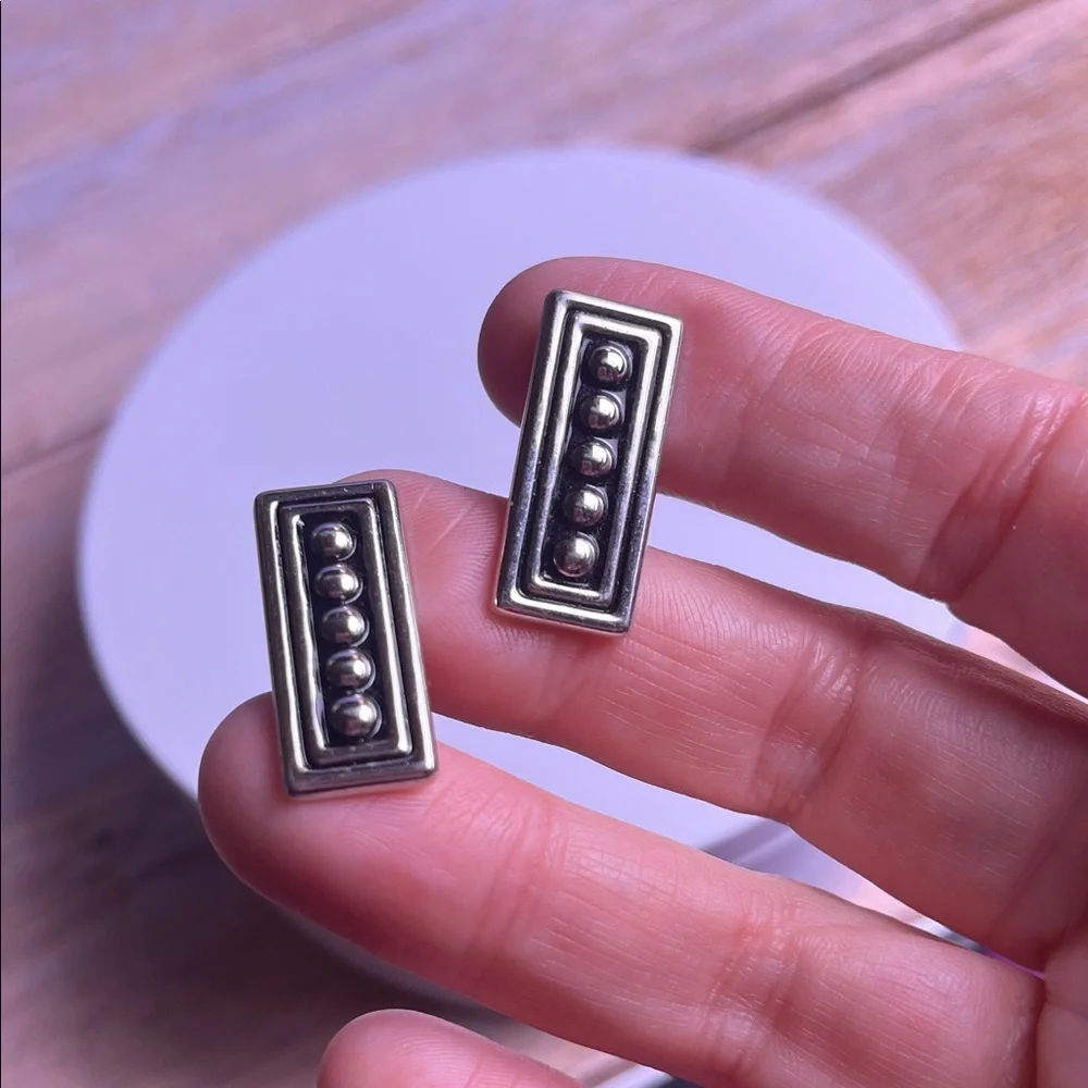 Vintage Swank mid century modernist silver tone cufflinks